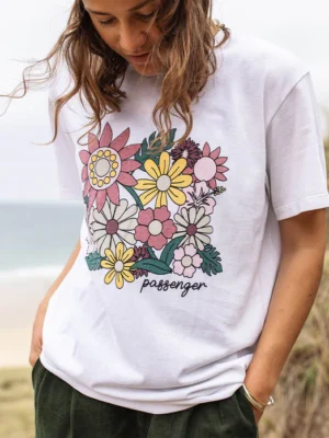 Floral White Recycled Cotton Oversized T-Shirt